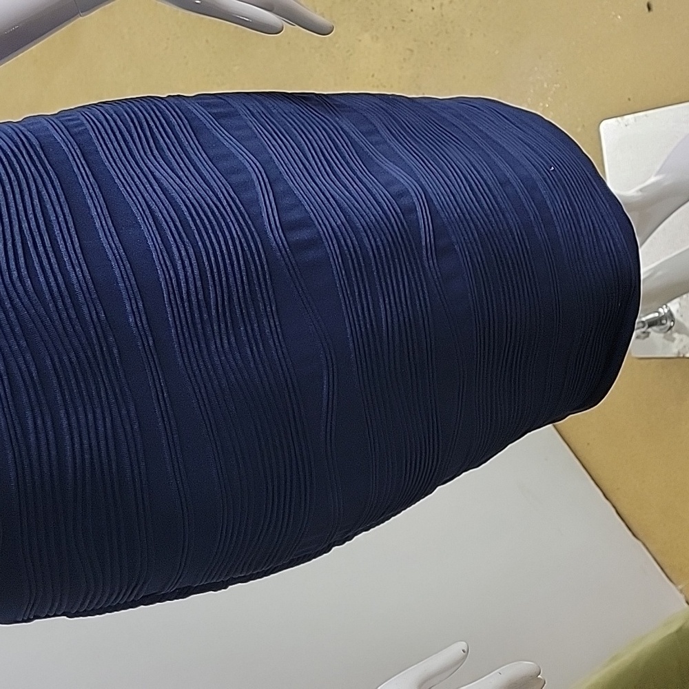 Philosophy Navy Blue Scoop Neck Sleeveless Satin and Sheer Cocktail Dress - Picture 4 of 12